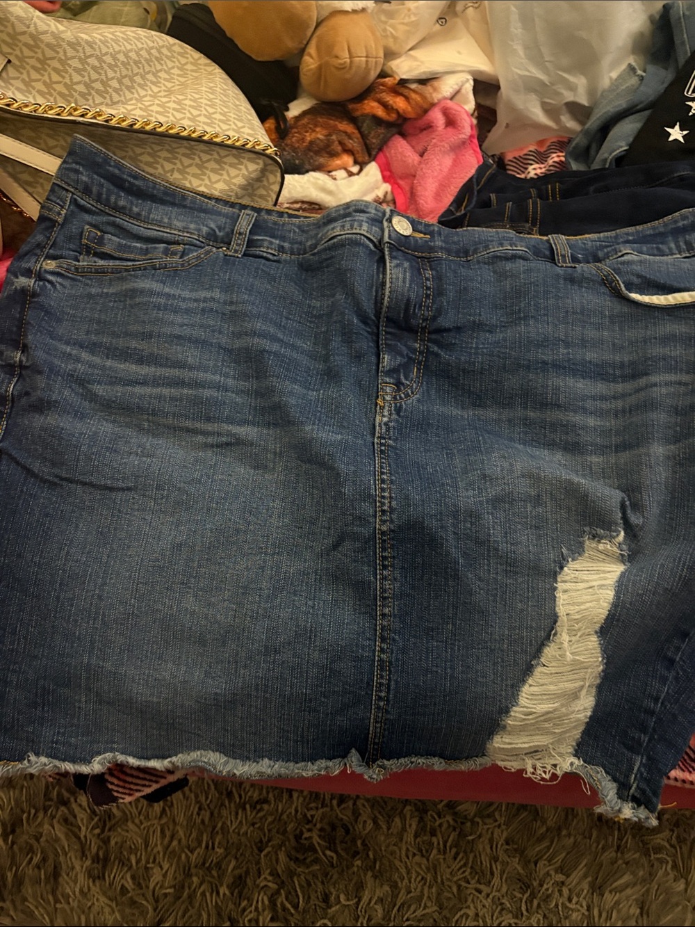 torrid Blue Distressed Denim Skirt